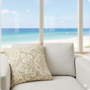 NWT- Pottery Barn Linen Pillow Cover | Size: 20 X 20 | Color: Tan, White